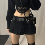 2021 Summer New Solid Color Personalized Street Hot Girl Style Europe and America Women Denim Pleated Skirt Skirt
