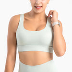 Plus Size U-Shaped Bra Fixed Chest Pad Sports Underwear Yoga Vest Workout Clothes Top for Women