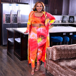 Tie-Dye Leisure Fashion Three-Piece Set plus Size Women Suit