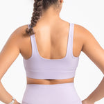 Plus Size U-Shaped Bra Fixed Chest Pad Sports Underwear Yoga Vest Workout Clothes Top for Women