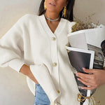 New Sweater Coat Women Solid Color Casual Cardigan Loose Knitted Breasted Cardigan 2021