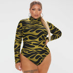 Spring New   Women Clothing Long Sleeve Printing and Dyeing Sexy Tight Breasted Plus Size Jumpsuit