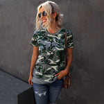 Summer New Leopard Print Printed Short-Sleeved Top Female round Neck Pullover Top