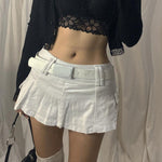 2021 Summer New Solid Color Personalized Street Hot Girl Style Europe and America Women Denim Pleated Skirt Skirt