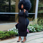 New Tight Sexy Solid Color Rib Fabric Long Large Size Women Dress