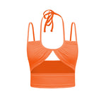 Knitted Vest  Solid Color Fashion Women Clothing Hollow Sexy Halter Ultra Short Vest Tight-Fitting Outerwear Bottoming Sling