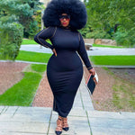 New Tight Sexy Solid Color Rib Fabric Long Large Size Women Dress