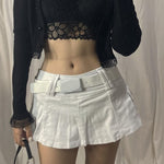2021 Summer New Solid Color Personalized Street Hot Girl Style Europe and America Women Denim Pleated Skirt Skirt