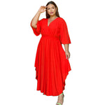 Women Clothing 2022 Spring and Summer New Solid Color Casual Dress Bell Sleeve V-neck Cinched Swing Dress