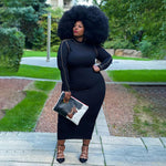 New Tight Sexy Solid Color Rib Fabric Long Large Size Women Dress