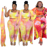 Tie-Dye Leisure Fashion Three-Piece Set plus Size Women Suit