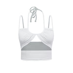 Knitted Vest  Solid Color Fashion Women Clothing Hollow Sexy Halter Ultra Short Vest Tight-Fitting Outerwear Bottoming Sling