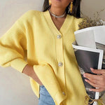 New Sweater Coat Women Solid Color Casual Cardigan Loose Knitted Breasted Cardigan 2021