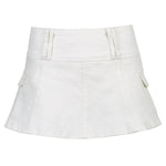 2021 Summer New Solid Color Personalized Street Hot Girl Style Europe and America Women Denim Pleated Skirt Skirt
