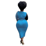 Women Clothing Spring New Stitching Contrast Color Fashion Tight plus Size Dress