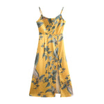 Women  Wear 2022 Spring New Temperament Printed Swing Collar Slim Fit Slit Suspender Skirt