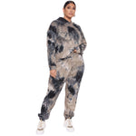 Popular Autumn and Winter New Tie-Dyed Loose Hooded Sweater Plus Size Fashion Casual Set