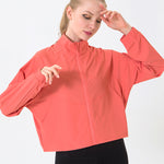 Autumn and Winter Zip-up Shirt Women Girllulu Sports Top Stand Collar Loose Breathable  Fitness Clothes Coat