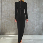 Women Clothing Socialite Temperament Irregular Design Slim Fit Arm Covering Long Sleeve Dress