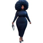 New Tight Sexy Solid Color Rib Fabric Long Large Size Women Dress