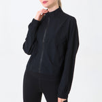 Autumn and Winter Zip-up Shirt Women Girllulu Sports Top Stand Collar Loose Breathable  Fitness Clothes Coat