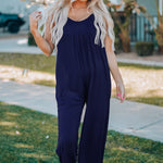 Spaghetti Straps Wide Leg Pocketed Jumpsuits