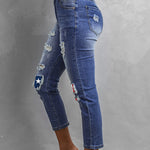 Fading Distressed Holes Crop Jeans