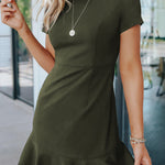 Tassel Ruffle Short Sleeve Mini Dress