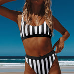 Athletic Striped Tank High Waist Bikini