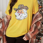 Merry Christmas Santa Clause Print Short Sleeve Graphic Tee