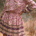 Split V Neck Boho Floral Dress