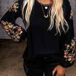Floral Embroidery Long Sleeve Top