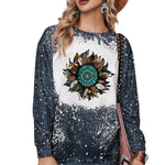 Navy Tie-dyed Crew Neck Pullover Sweatshirt