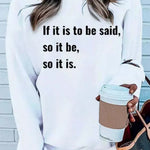 Letter Desert Hat Print Long Sleeve Black Sweatshirt