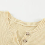 Splicing Buttoned Knitted Long Sleeve Sweater