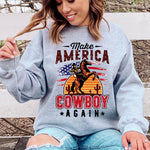 Letter Desert Hat Print Long Sleeve Black Sweatshirt