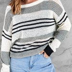 Loose Fit Striped Pattern Sweater