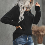 Black Strapped Cut out Shoulder Turtleneck Sweater