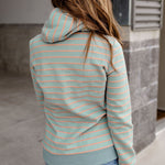 Striped Turtleneck Hoodie with Pocket