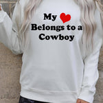 Letter Desert Hat Print Long Sleeve Black Sweatshirt