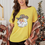 Merry Christmas Santa Clause Print Short Sleeve Graphic Tee