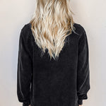 Letter Desert Hat Print Long Sleeve Black Sweatshirt