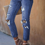 Fading Distressed Holes Crop Jeans