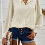Swiss Dot Balloon Sleeve Blouse