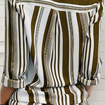 Red Blue Striped Modern Women Shirt