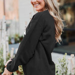 Letter Desert Hat Print Long Sleeve Black Sweatshirt