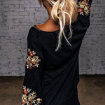 Floral Embroidery Long Sleeve Top