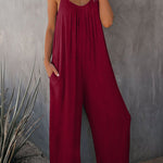 Spaghetti Straps Wide Leg Pocketed Jumpsuits