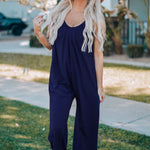 Spaghetti Straps Wide Leg Pocketed Jumpsuits