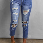 Fading Distressed Holes Crop Jeans